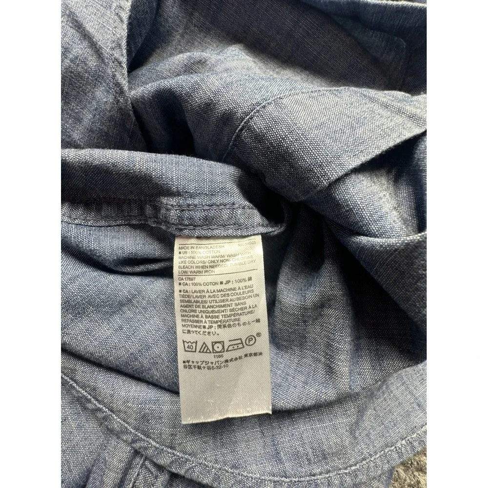Banana Republic Button Down Shirt Men M Blue Chambray Soft Wash Standard Fit
